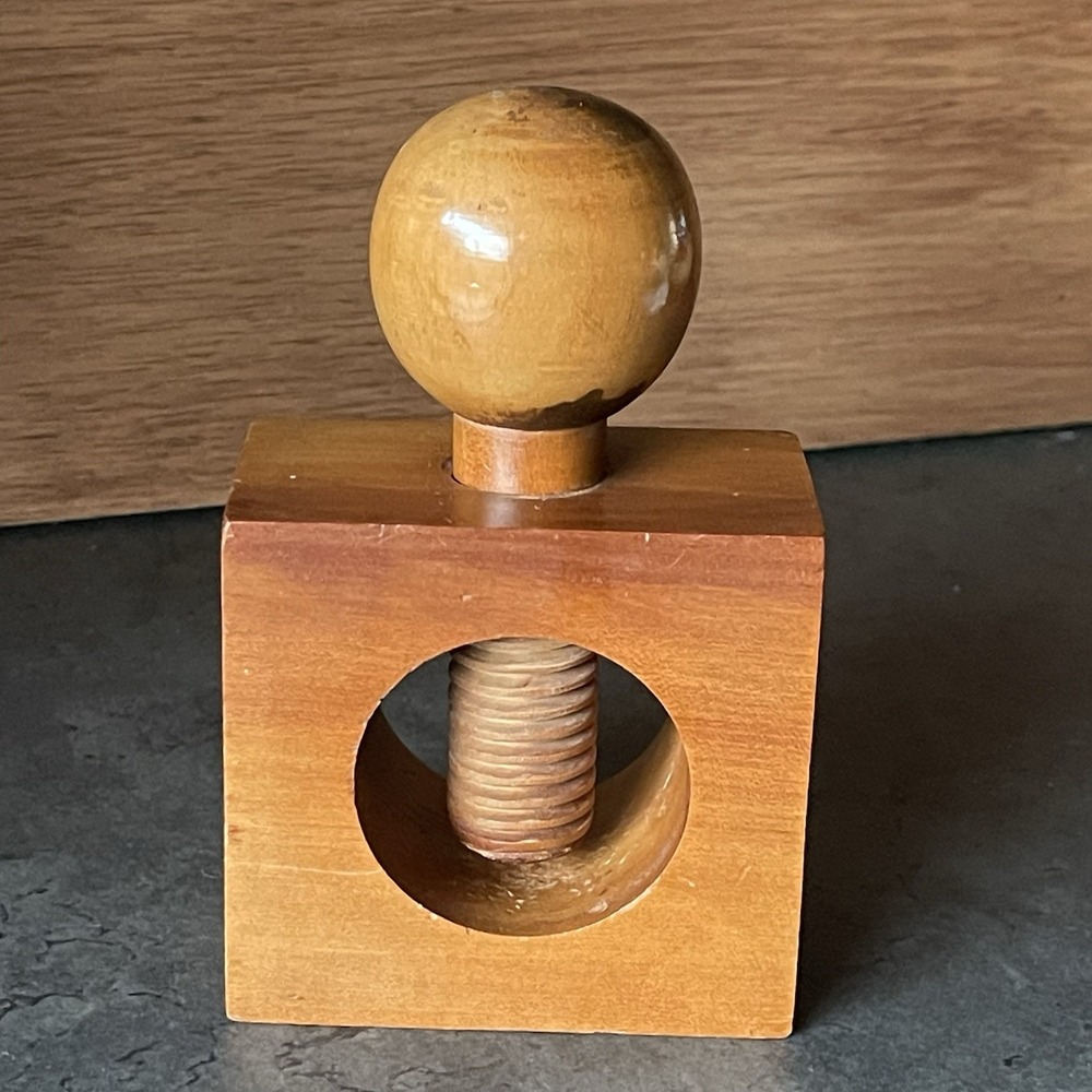 Vintage Danish Style MCM Nutcracker Wood Twist Screw Montessori Functional Art
